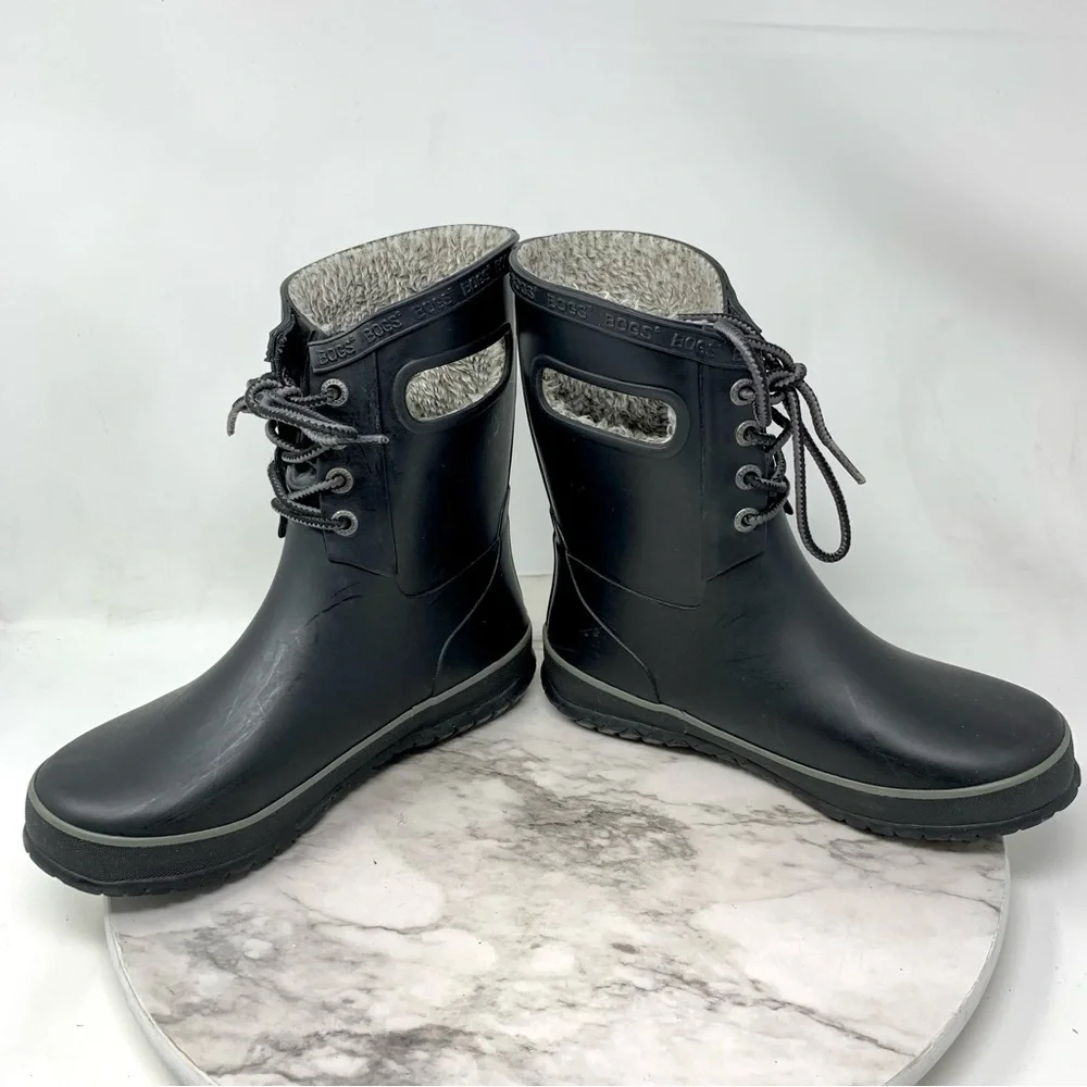 Bogs Amanda Plush Waterproof Lace Up Mid Winter Boots Youth 4/37 Warm Rain Snow - Picture 7 of 16